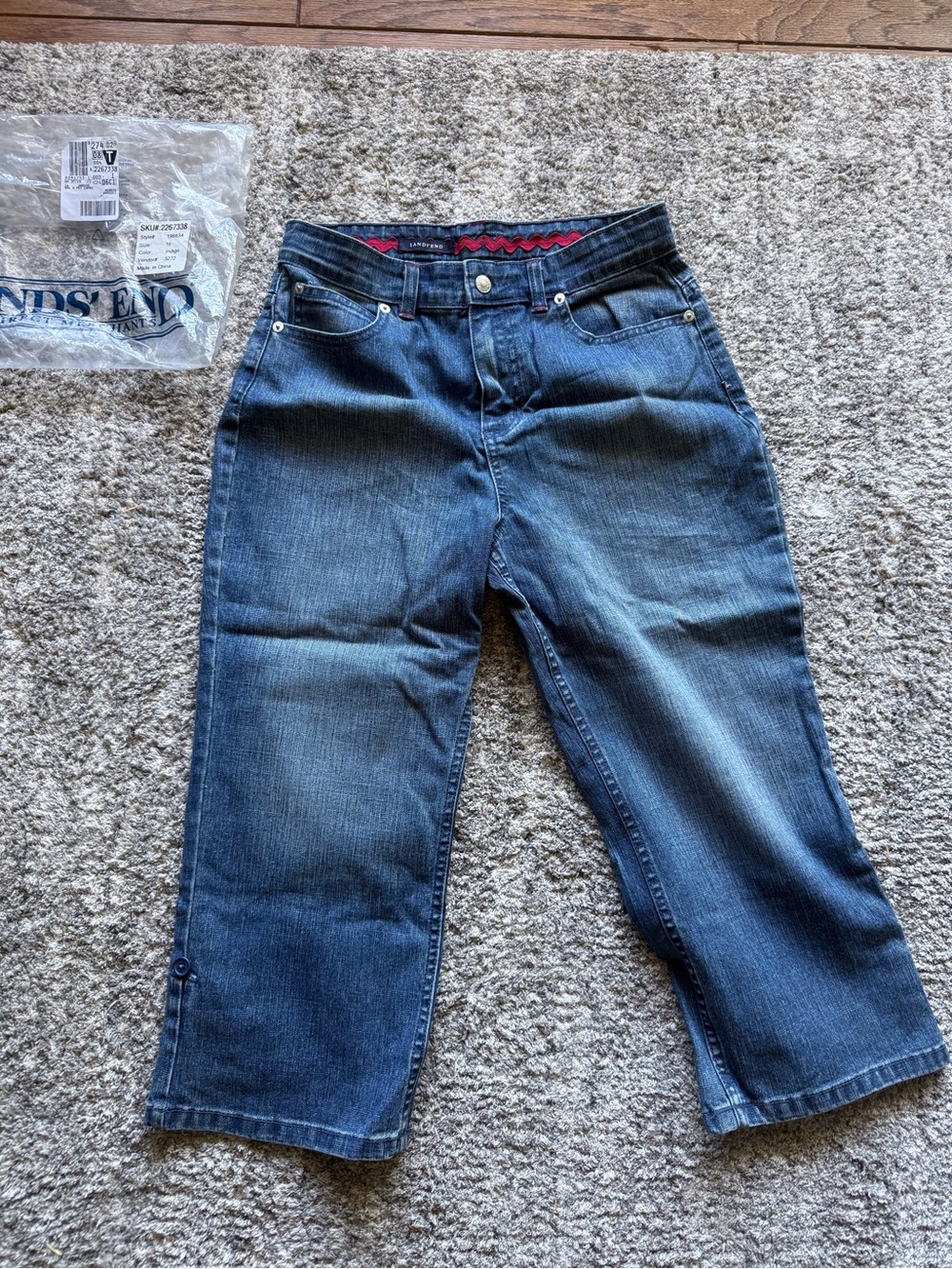 Lands' End Girls' Dark Blue Denim Capri Jeans